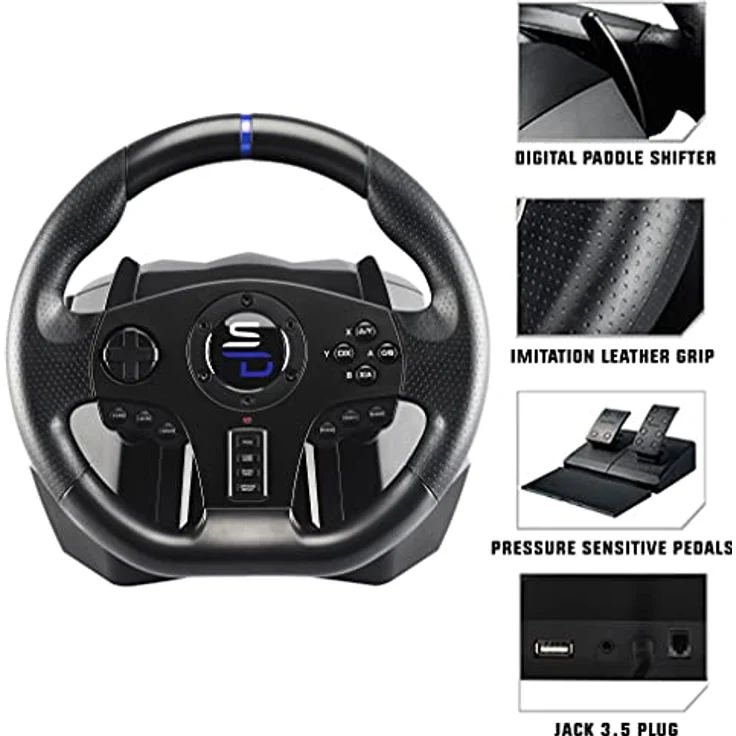 Subsonic Superdrive - Rennlenkrad SV750 Drive Pro Sport Lenkrâd mit Pedal, Shift und Vibration - Xbox Serie X/S, PS4, Xbox One, Switch, PC (programmierbar für alle Spiele) – Bild 3