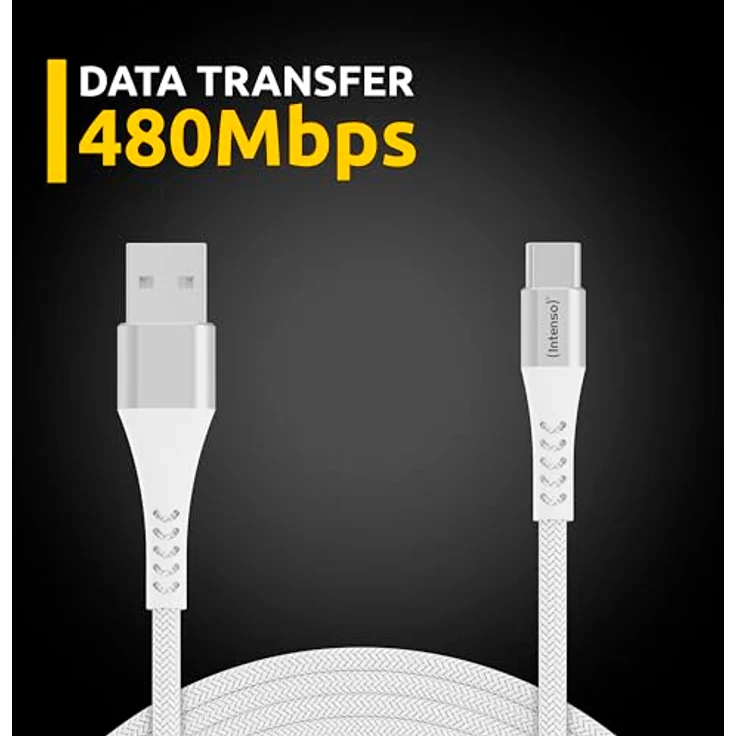Intenso USB-Cable A315C, USB-A auf USB-C Daten- und Ladekabel, Quick Charge mit bis zu 60 Watt, Nylon, 1.5 Meter, weiß – Bild 5