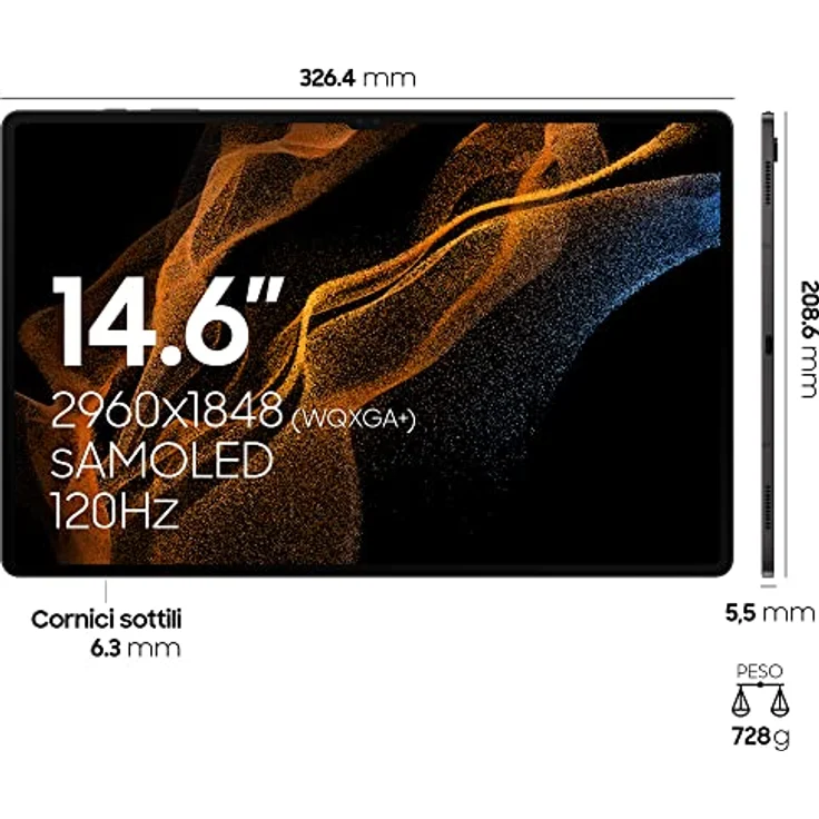 TABLET SAMSUNG GALAXY TAB S8 ULTRA 14.6" 256GB RAM 12GB +5G BLACK ITALIA SM-X906BZAEEUE – Bild 2