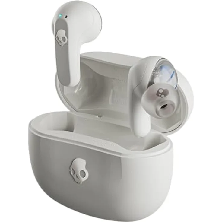 Skullcandy Rail Kabelloser In-Ear-Kopfhörer mit Skull-iQ App, Mikrofon, 42 Stunden Akkulaufzeit und Bluetooth für iPhone, Android und mehr – Knochen/Orange – Bild 1