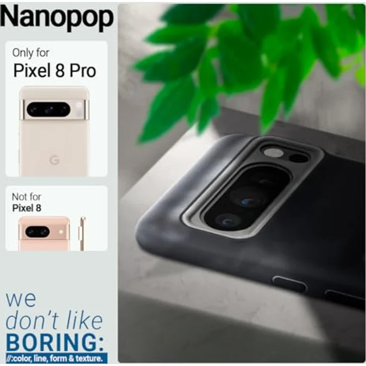 Caseology Nano Pop für Google Pixel 8 Pro Hülle, Militärstandard Fallschutz, Seitliche Griffmuster, [Zweitonfarbe] - Schwarz Sesam – Bild 2