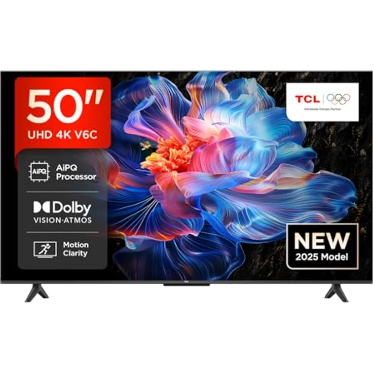 TCL 50V6C 50 Zoll Direct LED TV, 4K HDR Fernseher, Smart TV mit Google TV (Dolby Audio, Motion Clarity, Kompatibel mit Google Assistant & Alexa) – Bild 1