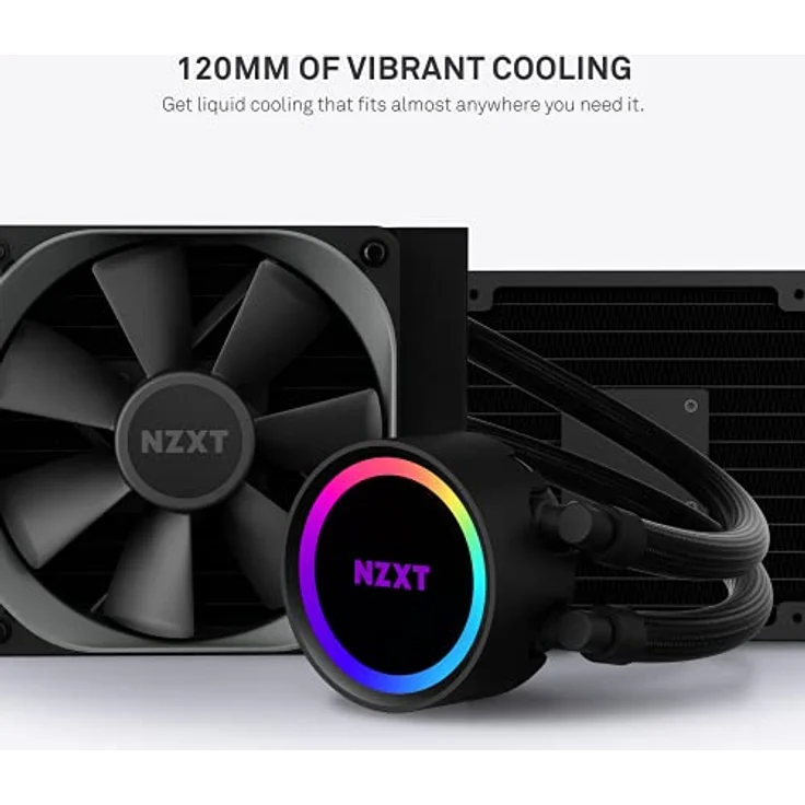 NZXT Kraken 120 - RL-KR120-B1 - AIO RGB CPU liquid cooler - Quiet and effective - Quiet operation - Ring RGB LED - Aer P 120mm radiator fan (included), black – Bild 5