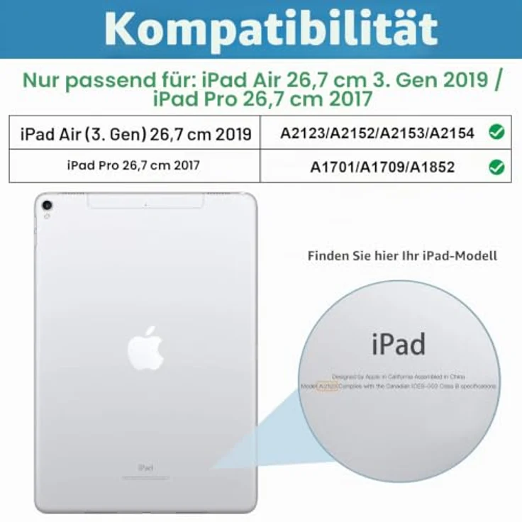 ProCase Hülle für 10,5 Zoll iPad Air 3 2019 / iPad Pro 2017, transluzente Schutzhülle mit Auto Schlafen/Wachen Funktion, Marmor Weiß – Bild 2