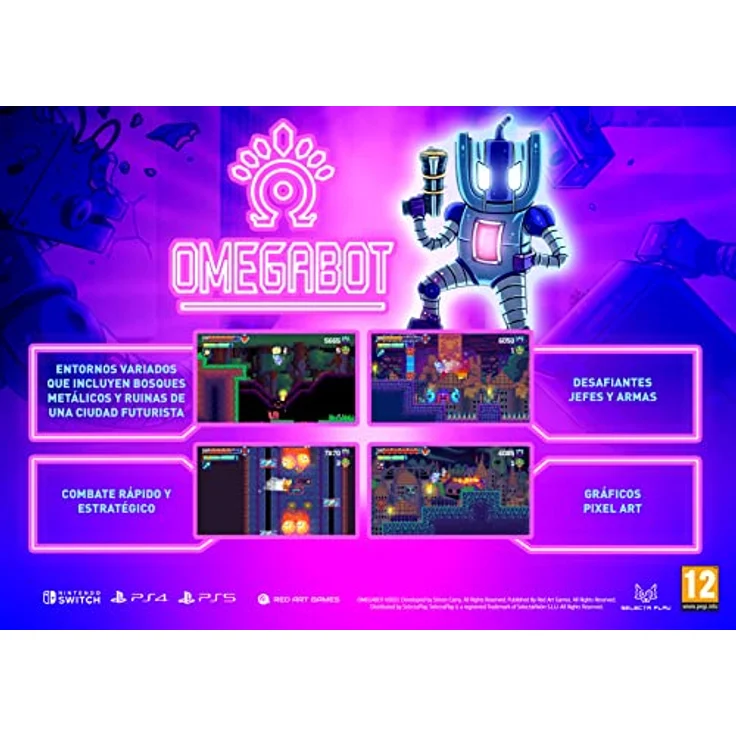 Red Art Games Omegabot, Nintendo Switch Game mit enger Plattform-Aktion, metallischen Wäldern und robotischen Horden – Bild 2