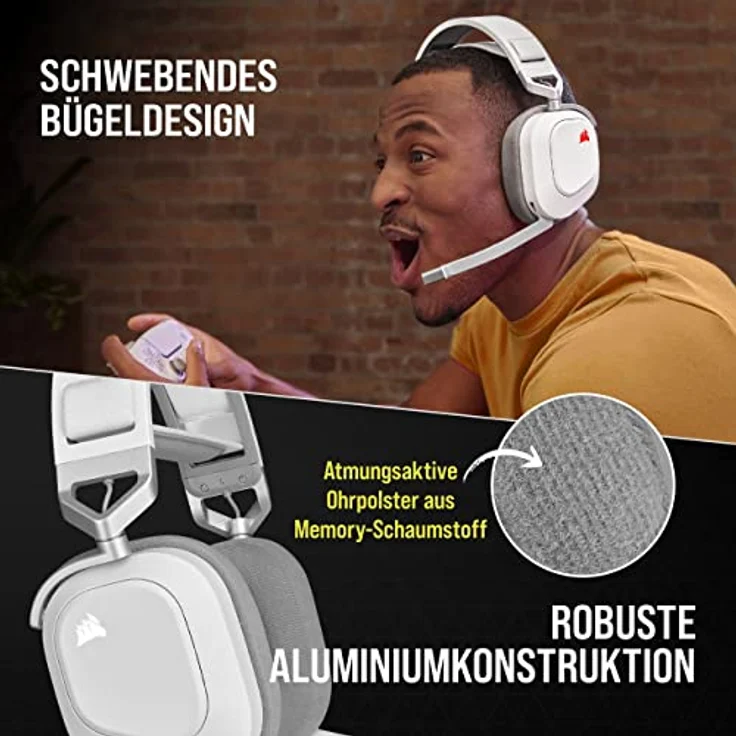 Corsair HS80 RGB Wireless Gaming-Headset, USB-Dongle, Weiß (CA-9011236-EU) – Bild 5