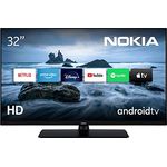 Nokia 32 Zoll (80cm) HD Ready Fernseher Smart Android TV 12V (HDR10, DVB-C/S2/T2, Netflix, Prime Video, Disney+) - HN32GV310C - 2023, Schwarz