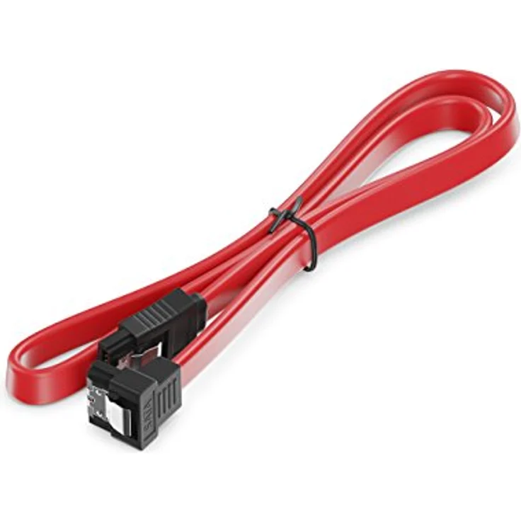 deleyCON [0,3m] S-ATA 3 Winkel-Kabel - flexibles PREMIUM SATA 3 HDD / SSD Datenkabel mit Clip - 1x Stecker gerade zu 1x Stecker 90° Grad gewinkelt - bis 6 GBit/s - Länge: 30cm / Farbe: Rot – Bild 5