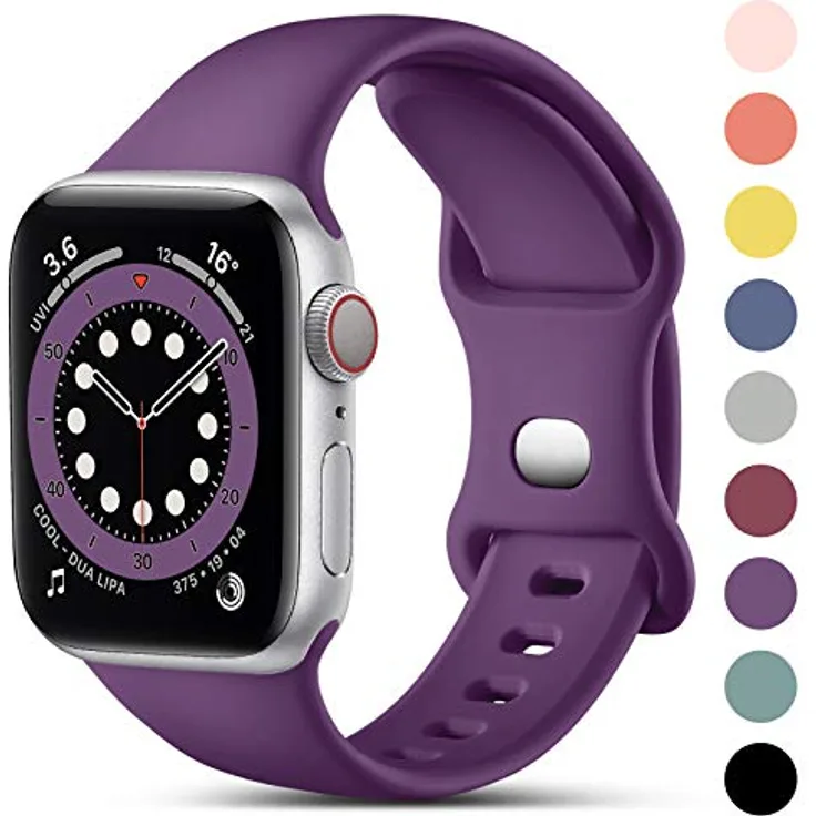 CeMiKa Silikon Sportarmband für Apple Watch 45mm 46mm 44mm 42mm 49mm, kompatibel mit iWatch Series 11-1 SE SE3, hautfreundlich, Pflaume