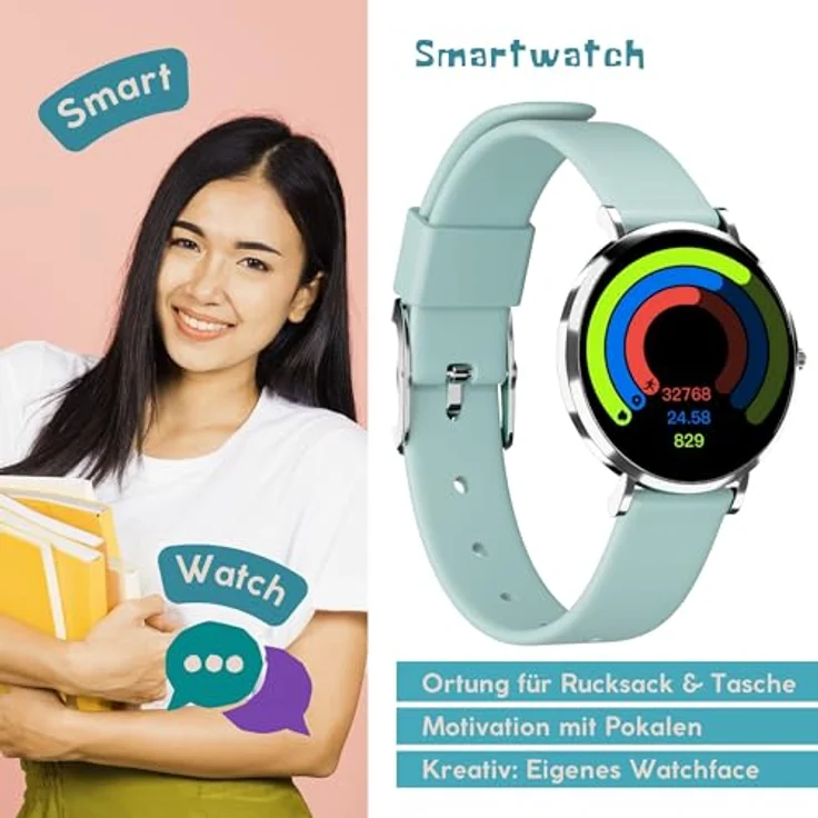 XCOAST LINO TIME Kinder Smartwatch Mintgrün, mit SOS-Taste, Telefonfunktion, wasserdicht, Schrittzähler & gratis Kidz Tag Finder – Bild 5