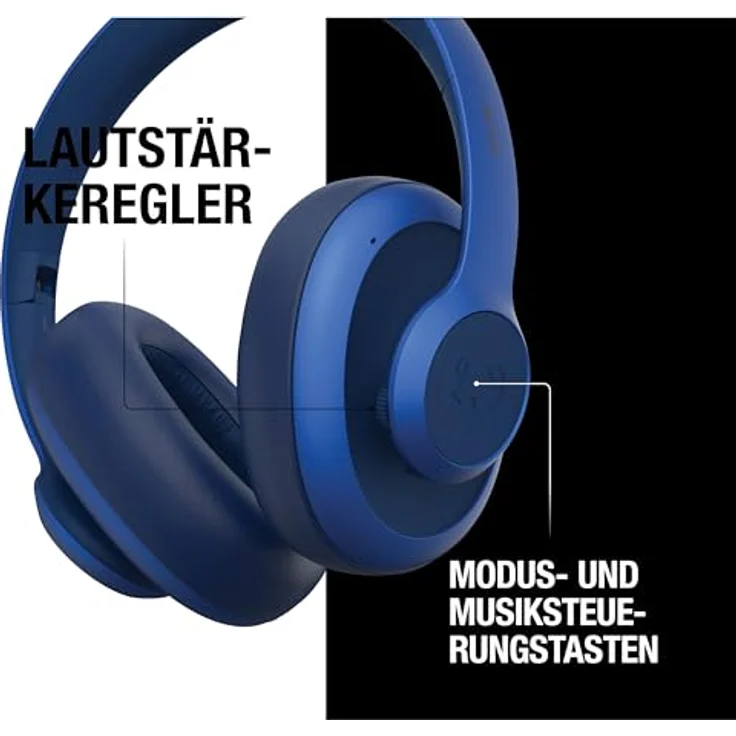 Fresh 'n Rebel Clam Blaze Bluetooth Kopfhörer Over Ear mit 80 Stunden Spielzeit, Perfect Calling, Wind-Noise Cancelling, Kabellos, Schnelladung, Tastensteuerung, Ambient-Sound-Modus (Blau) – Bild 3