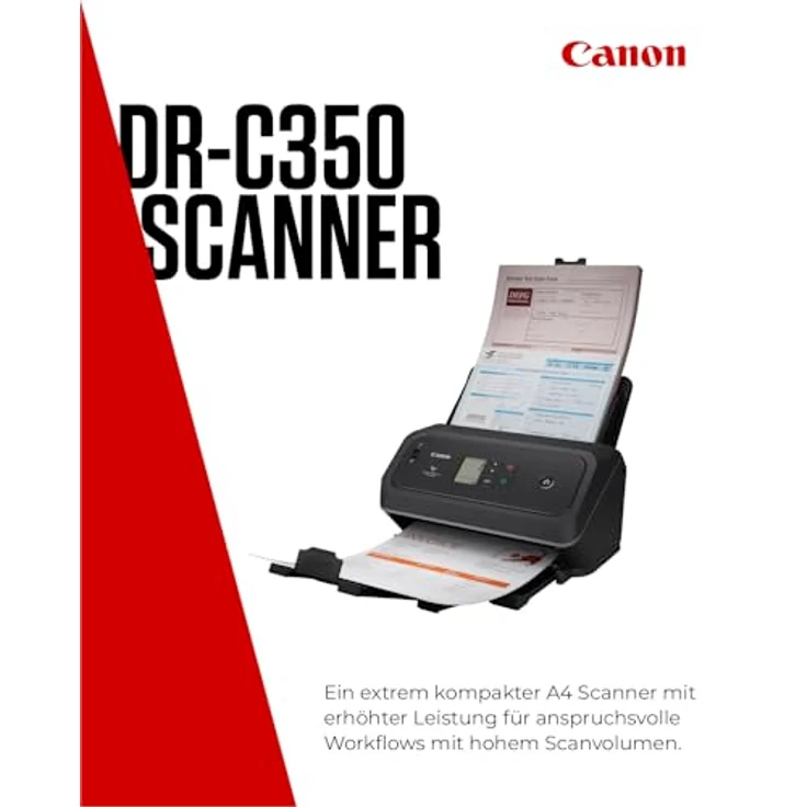Canon DR-C350, A4 Dokumentenscanner mit 50 S./Min, Duplex, USB-C, 100-Seiten-ADF, CaptureOnTouch v5 Pro – Bild 2