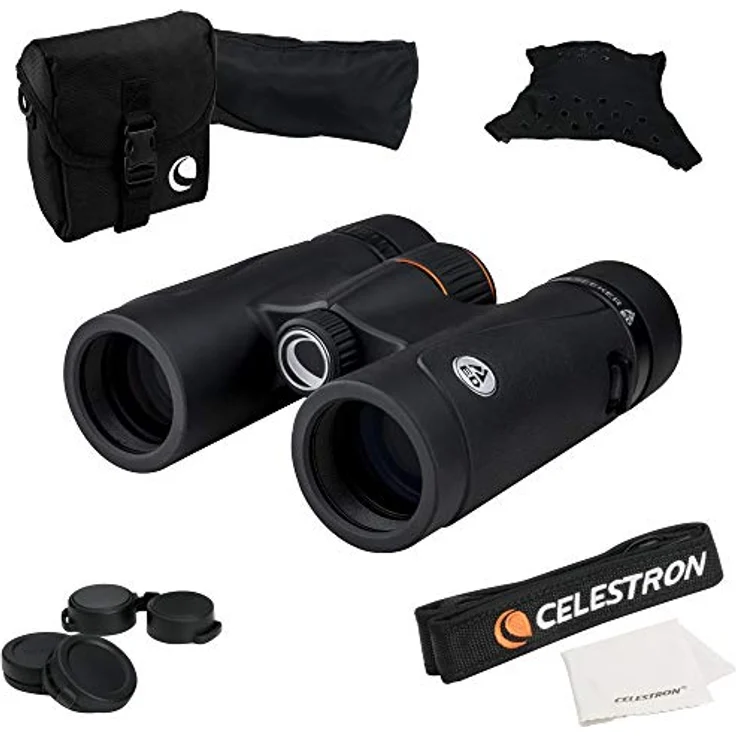 Celestron 71403 TrailSeeker ED 10 x 32 Dachkantprismenfernglas, Schwarz, voll vergütete Breitband-Linsen, BaK-4 Prismenglas – Bild 1