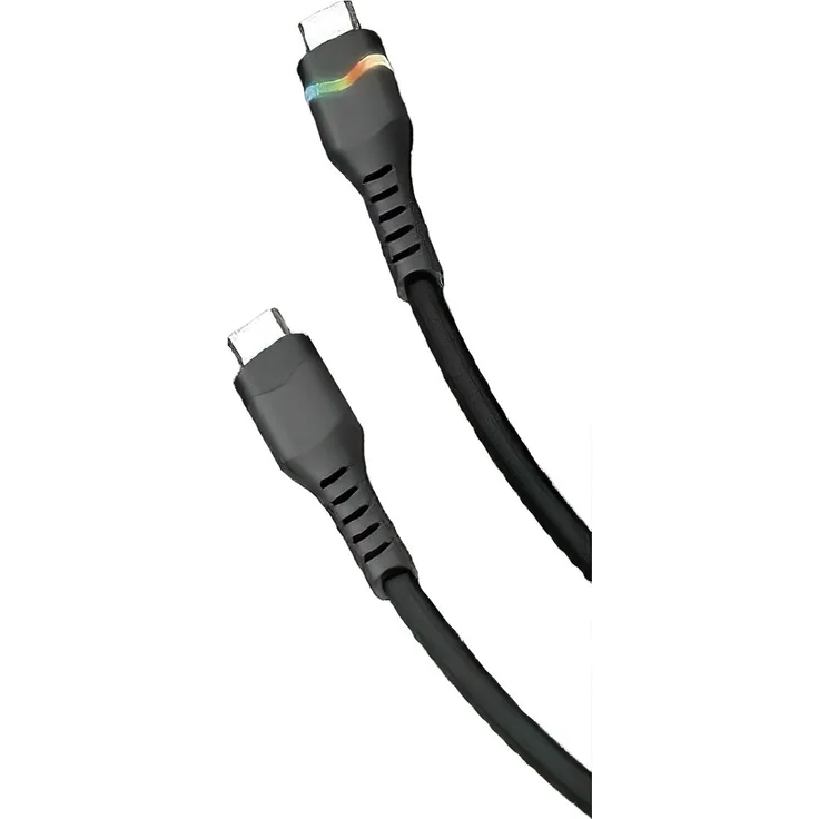 Peter Jäckel USB C auf USB C Kabel, 1 m, 65W Powerkabel mit LED, schwarz