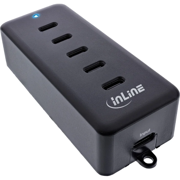 InLine® 5-Port USB-C PowerHub, Ladegerät-Erweiterung, max. 100W, schwarz