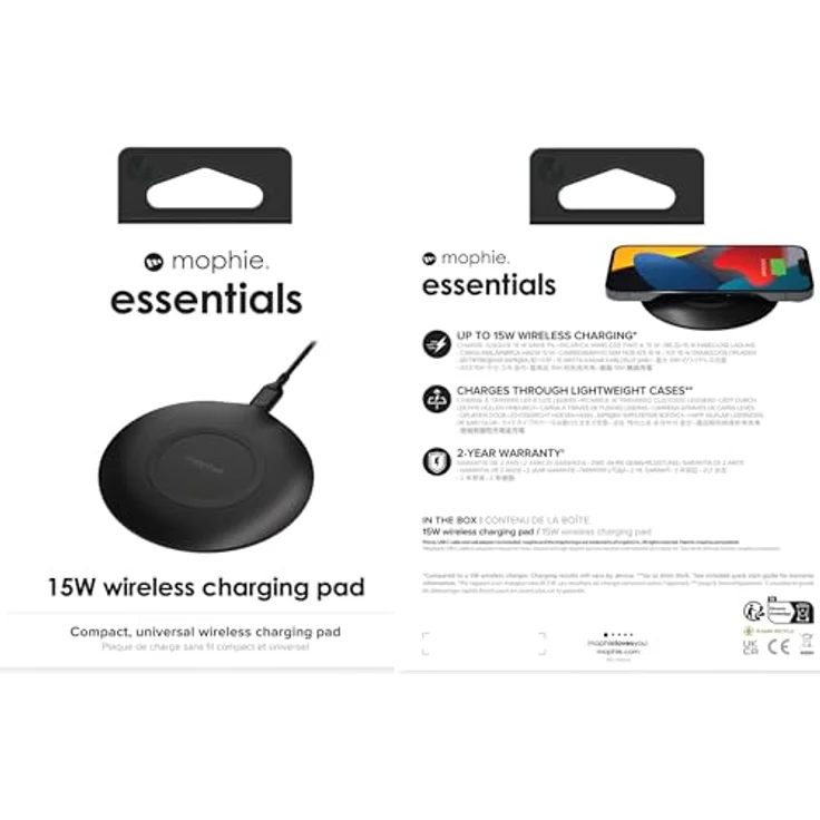 mophie essentials wireless charging pad 15W, Induktive Ladematte, schwarz – Bild 3