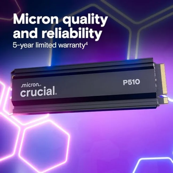 CRUCIAL P510 1 TB SSD M.2 NVMe Heatsink, PCIe 5.0 Gen5, 11.000 MB/s Lesen, 9.500 MB/s Schreiben, intern – Bild 6