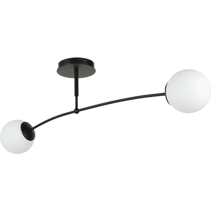 Licht-Erlebnisse XL Deckenleuchte Kugeln Metall Glas in schwarz B:60cm für Esszimmer Wohnzimmer Schlafstube 2xE14 Deckenlampe Kugelleuchte – Bild 2
