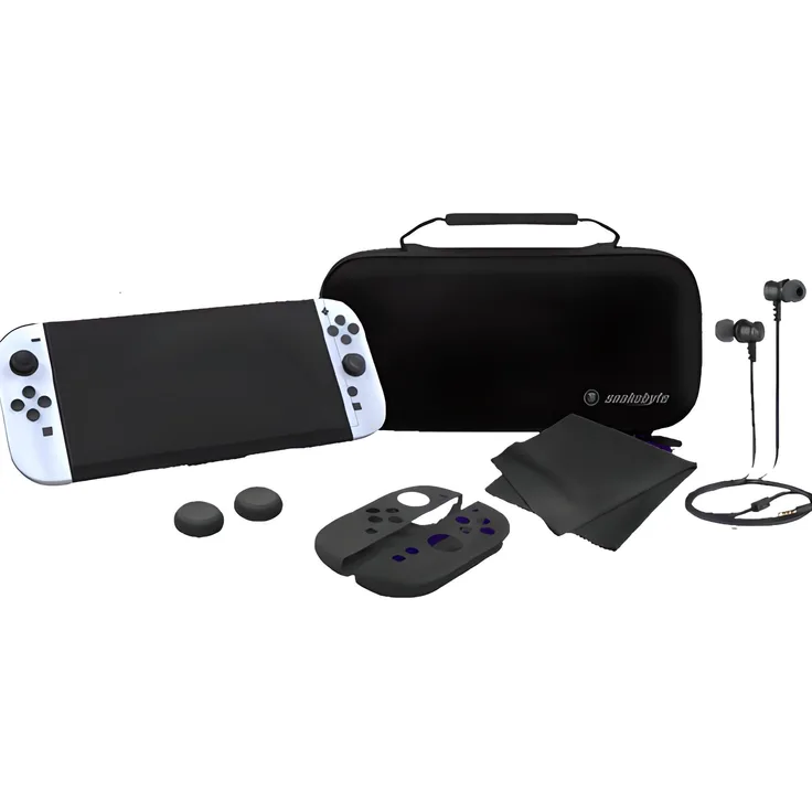 Snakebyte Starter Kit aloituspaketti, Nintendo Switch 2, Premium Zubehörset mit tragbarem Etui, Displayschutz und ergonomischen Griffen, schwarz