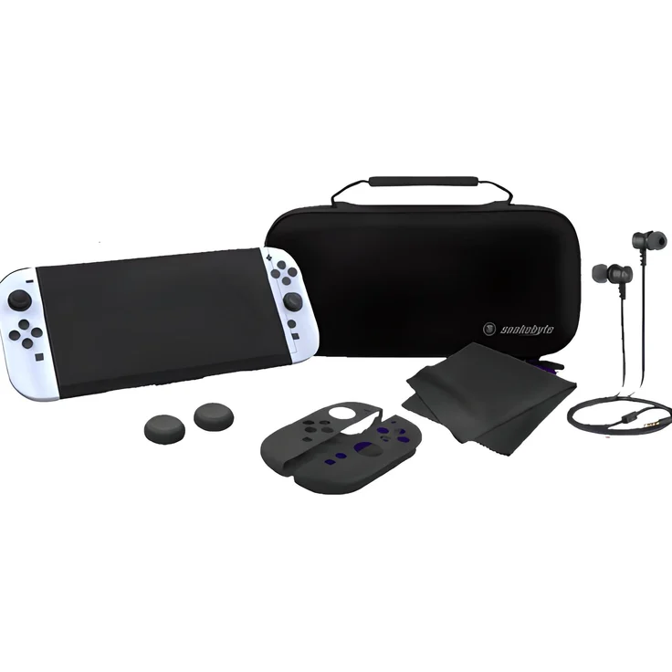 Snakebyte Starter Kit aloituspaketti, Nintendo Switch 2, Premium Zubehörset mit tragbarem Etui, Displayschutz und ergonomischen Griffen, schwarz