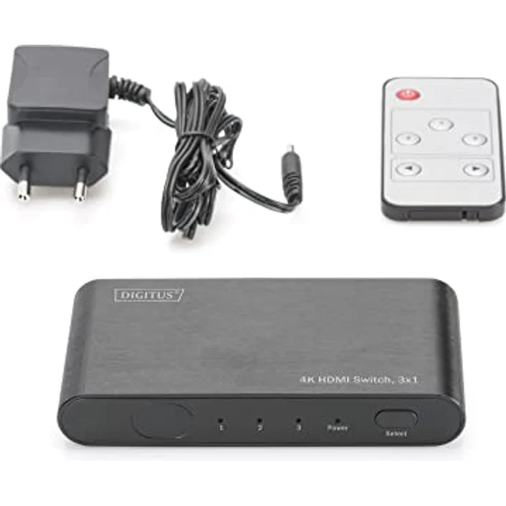 DIGITUS 4K HDMI Switch, 3x1 (3X Input, 1x Output), Ultra HD mit 60 Hz, Full 3D, HDCP 2.2, HDMI 2.0, Aluminium Gehäuse Schwarz – Bild 4