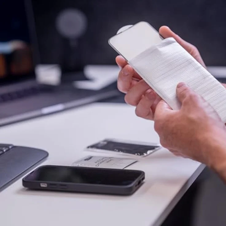 SP CONNECT Glass Screen Protector für iPhone 16 Plus, kratzfest und hitzebeständig, inklusive Mikrofasertuch und Reinigungstuch – Bild 2