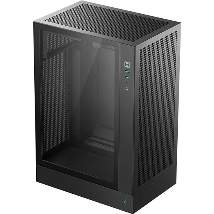 DeepCool CH170 PLUS, Tower PC Gehäuse, Schwarz, micro ATX & Mini-ITX, gehärtetes Glas, flexibel für Kühlung und Komponenten