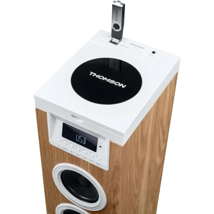 Thomson DS121CD Natural-White Partybox, Standlautsprecher mit Bluetooth, CD-Player, USB-Anschluss und FM-Radio, 60W Musikleistung – Bild 2