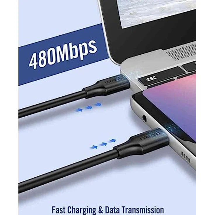 Ugreen USB Type C Lade- und Datenkabel 3A, 3m, schwarz, 480 Mbps, verzinnter Kupferkern – Bild 4