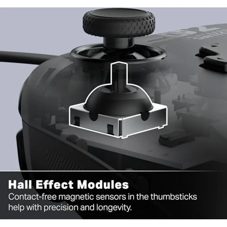 PowerA NSW2 Controller Advantage, kabelgebundener Gaming Controller mit 3 m USB-Kabel, Schwarz – Bild 2