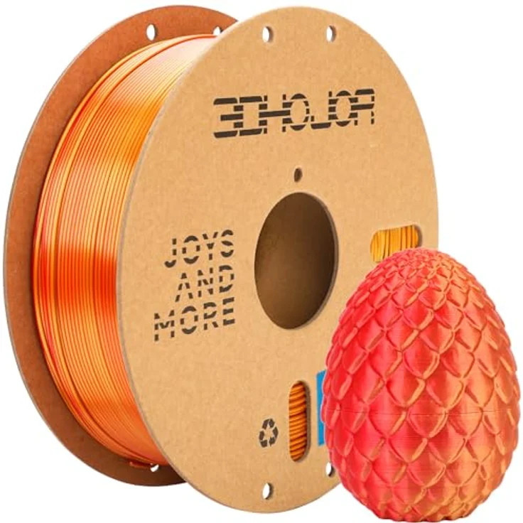 3DHoJor Silk PLA Filament 1.75mm, 1KG Rot-Gold Zweifarbig, Hochkompatibel, Vakuumversiegelt – Bild 1