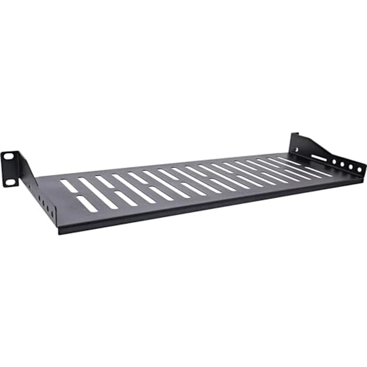 InLine 19" Fachboden, 150mm, 10kg, 1HE, RAL 9005 schwarz - Strapazierfähiger Server-Zubehör Fachboden aus SPCC-Stahl – Bild 2
