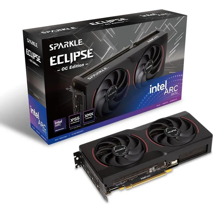 Sparkle VGA Intel ARC B570 10GB Eclipse OC Grafikkarte, Next-Gen mit 10 GB GDDR6-Speicher, Battlemage Lineup