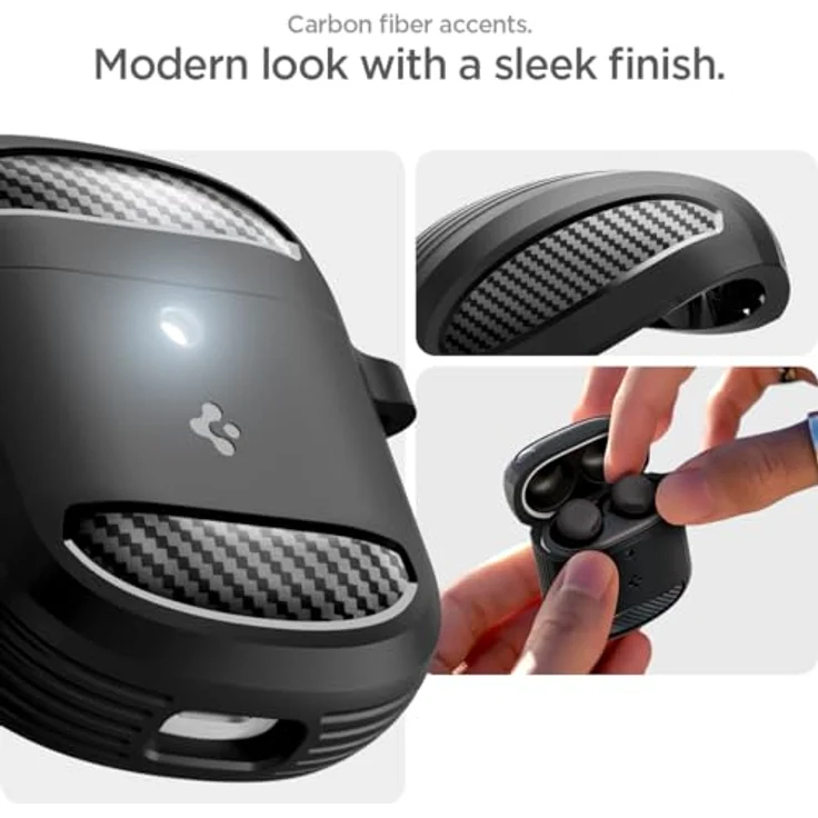 Spigen Rugged Armor Hülle Kompatibel mit Google Pixel Buds Pro 2 (2024) und Pixel Buds Pro 1 (2022) - Matt Schwarz – Bild 3