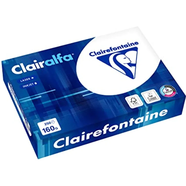 Clairefontaine 2618C - Karton mit 4 Ries Druckerpapier / Kopierpapier Clairalfa, extraweiß, DIN A4, 160g, 250 Blatt x 4, Weiß, 1 Karton - Hochweißes Druckerpapier mit seidiger Haptik, für gestochen scharfe Ausdrucke, hergestellt in Frankreich – Bild 4