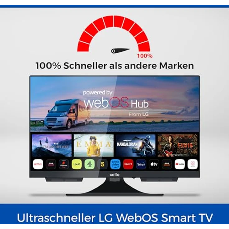 CELLO C2224WSF TRAV 22” Smart Camping LED TV mit DVD-Player, webOS, Triple Tuner, 12V/24V/230V Multispannung, Schwarz – Bild 11