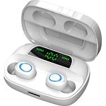 Rayfit Mini-Kopfhörer, Bluetooth 5.0, kabellos, Stereo-In-Ear, Sport-Kopfhörer, Mikrofon, Freisprecheinrichtung mit Ladebox, tragbar, Bluetooth, für iPhone, Samsung, Huawei Android iOS