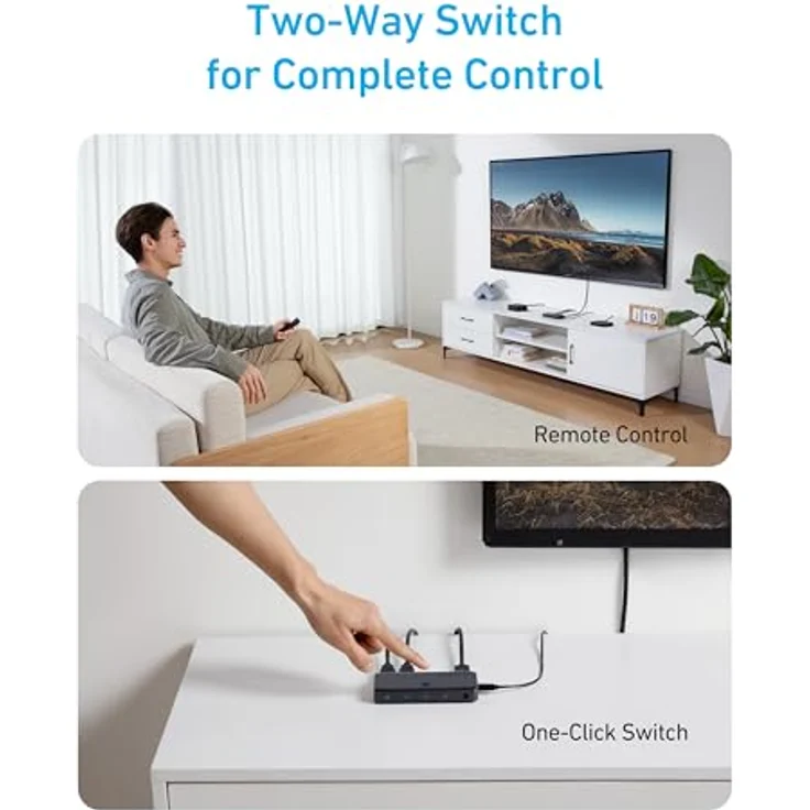 Anker HDMI-Switch, bidirektional, 4K bei 60 Hz, 4-in-1-Metall-Splitter mit LED-Anzeigen, unterstützt 3D, HDR, Dolby, DTS, kompatibel mit Xbox, PS5, Roku, TV Stick, Projektor usw. – Bild 3