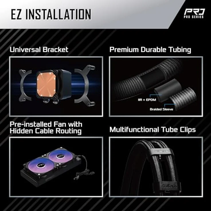 ASRock Pro 240 ARGB Wasserkühlung, AIO-Flüssigkeitskühler mit optimierter Stabilität und Effizienz – Bild 6