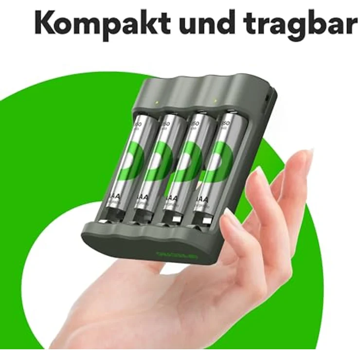 GP RECYKO USB Ladegerät B441 inkl. 4X RECYKO AAA 850 mAh Akku, kompaktes Ladegerät mit intelligenten Sicherheitsfunktionen – Bild 4