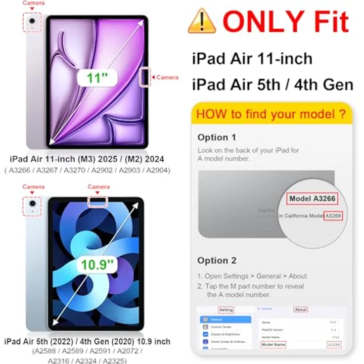 Fintie Hybrid Hülle für iPad Air 11 Zoll M3 2025/M2 2024, iPad Air 5/4 Gen (2022/2020) - Stoßfeste Schutzhülle mit transparenter Hartschale und Stifthalter, Dunkellila – Bild 2