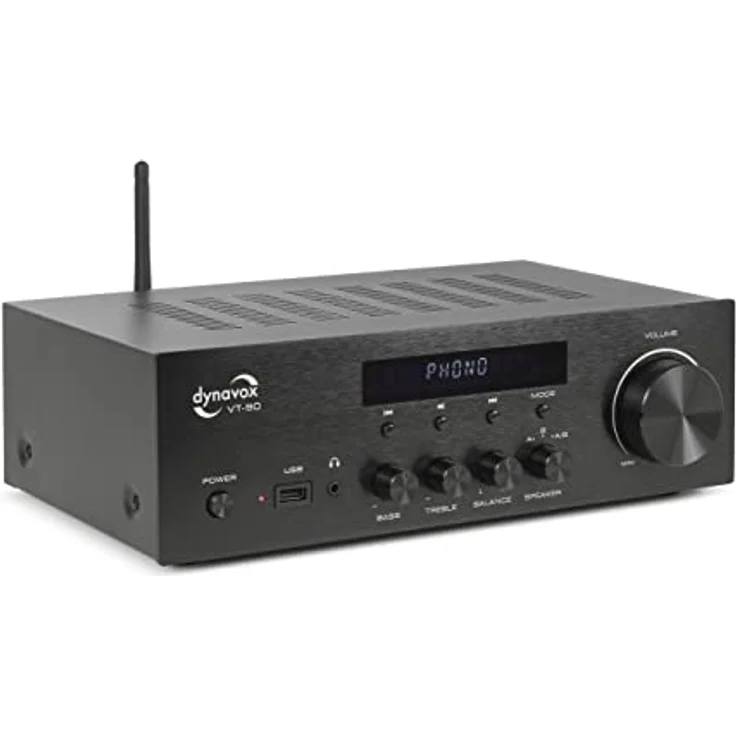 Dynavox Stereo Kompakt-Verstärker VT-90, schraubbare Anschluss-Terminals für 4 Lautsprecher, Fernbedienung, Phono-Eingang, BT-Streaming, schwarz – Bild 3