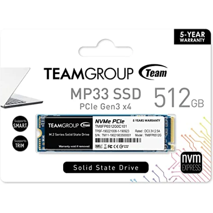 Team Group MP33 - Solid-State-Disk - 512 GB - intern - M.2 2280 - PCI Express 3.0 x4 (NVMe) - Blau/Schwarz (TM8FP6512G0C101) – Bild 6