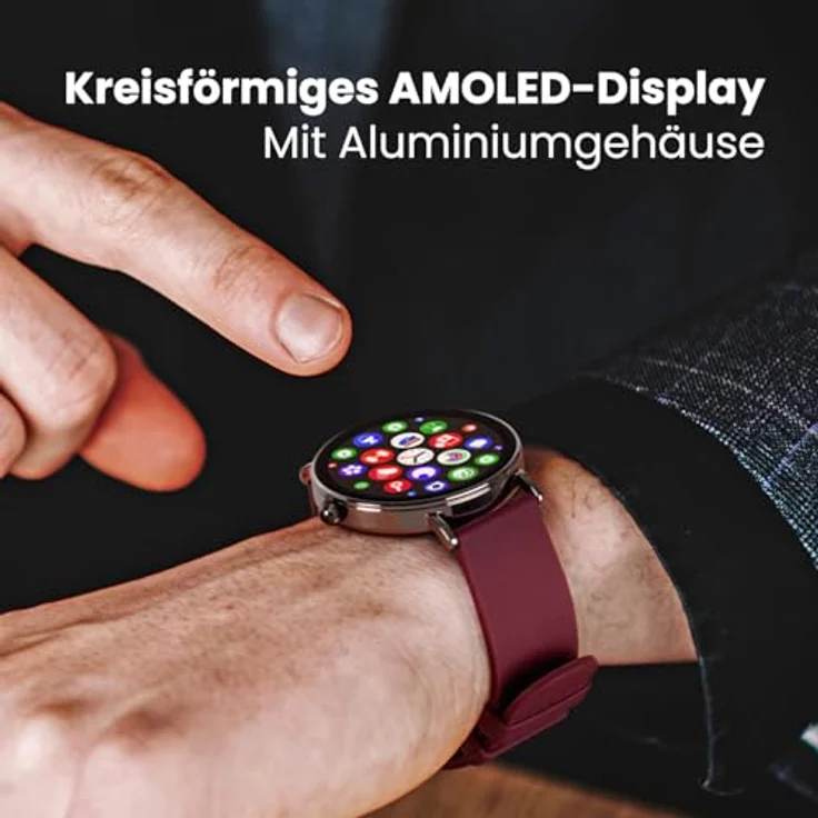 SPC Smartee Duo Velvet, Smartwatch 41mm AMOLED, Bluetooth, Silber mit weißer und burgunderfarbener Armband, IP68, SpO2, integrierter Pulsmesser – Bild 3