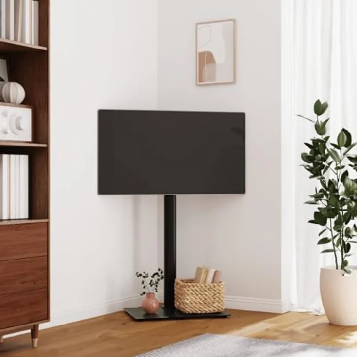 vidaXL TV-Eckständer mit 1 Ablage für 32-65 Zoll Schwarz TV-Wandhalterung, Schwenkbar, Stauraum, Kabelmanagement - Preisvergleich – Bild 2