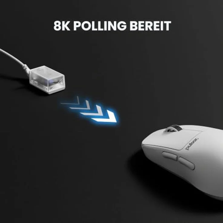 Pulsar X2H CRAZYLIGHT Medium Wireless Gaming Maus, 32.000 DPI, 8K Polling, Uyuni White – Bild 7