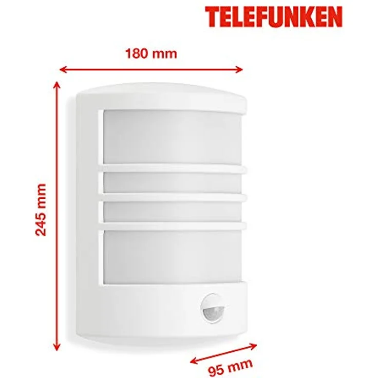 TELEFUNKEN - LED Außenwandleuchte, Außenwandlampe inkl. Bewegungssensor, inkl. Dämmerungssensor, 12 Watt, 1.200 Lumen, 4.000 Kelvin, IP44, Weiß, 245x180x95mm (LxBxH) – Bild 5