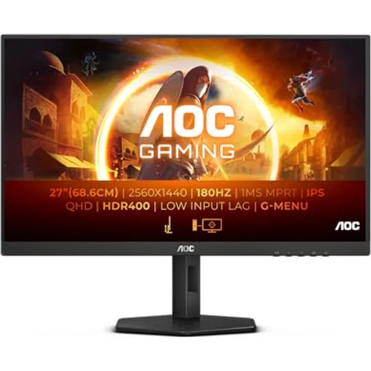 AOC Gaming Q27G4X - 27 Zoll QHD Monitor, 180 Hz, 1 ms, FreeSync. Prem., G-Sync comp., HDR400, schwarz – Bild 2