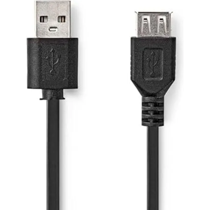 NEDIS USB-Kabel | USB 2.0 | USB-A Stecker | USB-A Buchse | 480 Mbps | Vernickelt | 1.00 m | Rund | PVC | Schwarz | Label