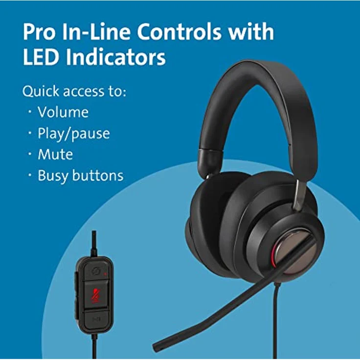 Kensington H2000 Over-Ear USB-C Kopfhörer mit Mikrofon, Windows- und Mac-kompatibel, Noice Cancelling, Plug & Play PC-Headset, langes 1,8 m Kabel, K83451WW – Bild 5